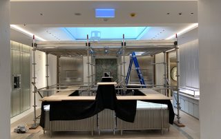 Aluminium quick stage, QuickAlly, kwik stage scaffolding inside Tiffany store in Sydney, scaffold built by Express Scaffolding