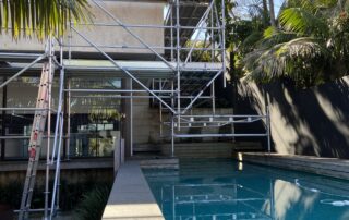 Lightweight aluminium scaffold above pool