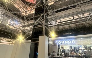Multi-level aluminium scaffolding for balustrade upgrade alongside open retail stores at Westfield Parramatta Sydney